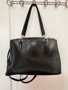 Coach Black Pebbled Leather Tote with Gold Accents